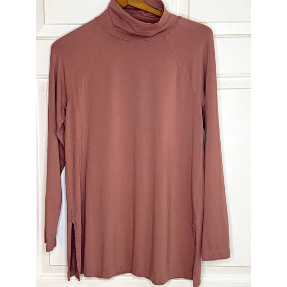 J. Jill Luxe Supima Everyday Solid Turtleneck Long Sleeve Tunic Dusty Rose S